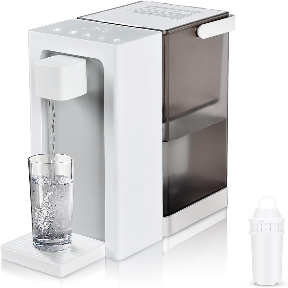 Kettalk Instant Hot Water Filter Dispenser, 3L Super Large Water Tank, Powerful Countertop Water Filter System, Instant Heating in 3 Seconds, Smart Touch Screen with, Comes with 2 Filter Element
