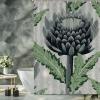 Yinrune Chinoiserie Shower Curtain Black and Green Floral Flower Bath Curtains Asian Farmhouse Shower Curtain 72x90in Bath Curtains Polyester Fabric Shower Curtain Set with Hooks Bathroom Decor view 3
