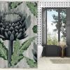Yinrune Chinoiserie Shower Curtain Black and Green Floral Flower Bath Curtains Asian Farmhouse Shower Curtain 72x90in Bath Curtains Polyester Fabric Shower Curtain Set with Hooks Bathroom Decor view 4