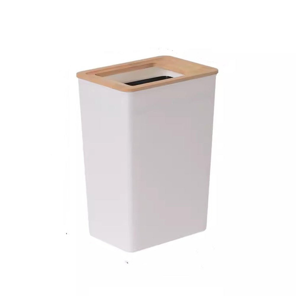 HEXEH Trash Can Bedroom Trash Can Lidless Large Capacity Household Living Room Kitchen Simple White Plastic Trash Can, 7.5L/9L Kitchen Trash Bin (Size : M)