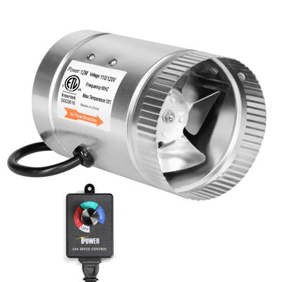 iPower 6 Inch Inline Booster Duct Fan with Speed Controller, 240 CFM HVAC Exhaust Ventilation Blower, Low Noise for Grow Tent, Attics, Basements, Bathrooms and Kitchens