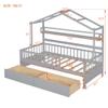 RUNNA Wooden Twin Size House Bed with 2 Drawers,Kids Bed with Storage Shelf for Kids Teens Girls & Boys (Grey~1) view 2