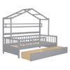 RUNNA Wooden Twin Size House Bed with 2 Drawers,Kids Bed with Storage Shelf for Kids Teens Girls & Boys (Grey~1) view 4