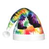 FRGMNT Bear Dancing Tie Dye print Unisex Velvet Christmas Hat,Light-up Santa Cap, Funny Christmas Hats,Xmas Party Cap view 3