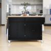 NOLLAM Kitchen Cart with Locking Wheels, Rolling Mobile Kitchen Island with 4 Door Cabinet, 2 Drawers, Spice Rack and Towel Rack, Solid Wood Top Kitchen Island Cart, Black Coffee Bar for Dining Room view 1