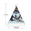 FRGMNT Husky Dog print Unisex Velvet Christmas Hat,Light-up Santa Cap, Funny Christmas Hats,Xmas Party Cap view 4