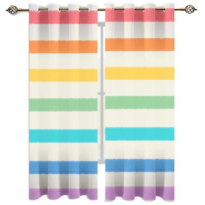TOARTE Fun forKids Room Blackout Curtain, Cute Color Stripes Darkening Window Curtain, Grommet Thermal Insulated Window Curtain, for Bedroom Living Room Windows Terrace - 108x108in