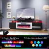 AMERLIFE Fireplace TV Stand with 40" Fireplace, 80" Modern Fireplace Entertainment Center LED Lights, 2 Tier TV Console Cabinet for TVs Up to 90", Black & White view 4
