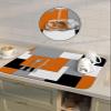 Orange Black Grey Dish Drying Mat for Kitchen Counter, Super Absorbent Quick Dry Coffee Bar Mat Pad Thin Diatomaceous Sink Mat Non Slip Dish Drainer Mat 16x18 Middle Century Irregular Geo Abstract Art view 4