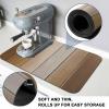 Brown Beige Ombre Dish Drying Mat for Kitchen Counter, Super Absorbent Quick Dry Coffee Bar Mat Pad Thin Diatomaceous Sink Mat Non Slip Dish Drainer Mat 16''x24'' Farmhouse Rustic Wooden Striped view 3