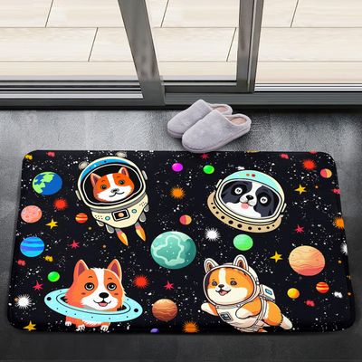 Dog Rugs for Boys Bedroom - Cartoon Dog Area Rug - Outer Space Astronaut Dogs Print Carpet Mats Colorful Space Rug Cute Animal Rugs for Kids Room Living Room Small Kids Play Rug, 2'3'