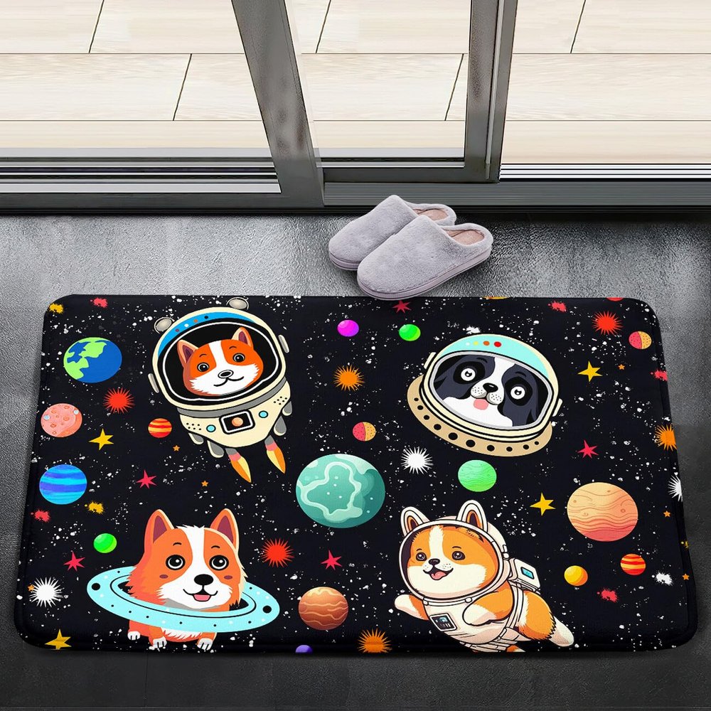 Dog Rugs for Boys Bedroom - Cartoon Dog Area Rug - Outer Space Astronaut Dogs Print Carpet Mats Colorful Space Rug Cute Animal Rugs for Kids Room Living Room Small Kids Play Rug, 2'3'