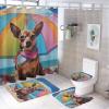 4Pcs Clever Dog Waterproof Shower Curtain Sets for Bathroom,Beach Animals Modern Bathroom Decor Set with Shower Curtain and Rugs and Accessories view 1