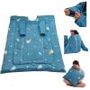 PEKJI Lazy Quilt with Sleeves for Men Women, Feather Print Comforter Warm Winter Quilts Throw Pillow Thickened Wrap Blanket Blue, for Home Office Travel(Aldult 59"79") view 1