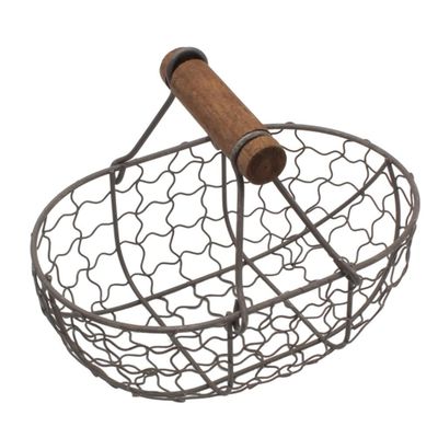 Luxshiny Vintage Rustic Metal Basket Handle for Storage Fruit Container and Kitchen Organizer Creative Farmhouse Design