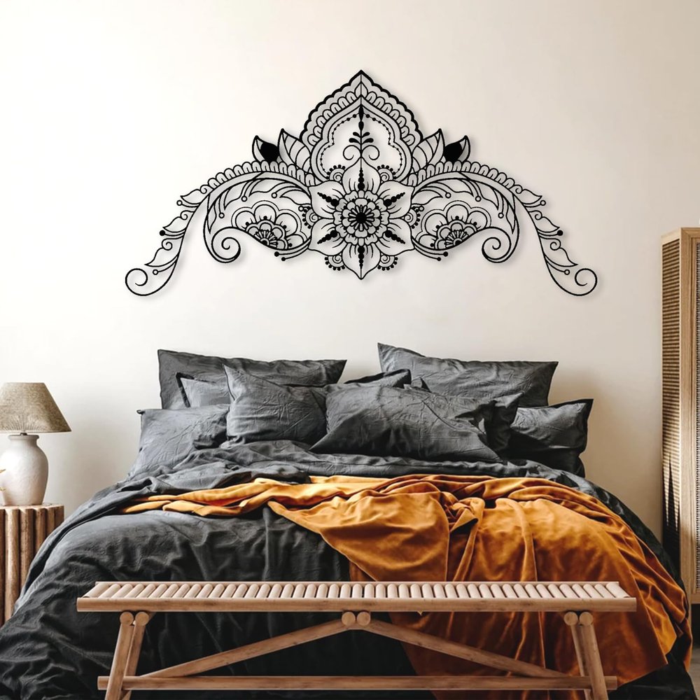 Metal Mandala Wall Art, Mandala Metal Wall Art, Large Metal Mandala Wall Art, Mandala Wall Decor, Metal Mandala Decor, Spiritual Wall Art, Living Room Wall Art, Metal Wall Art (Black, 59"x28" | 150x73cm)