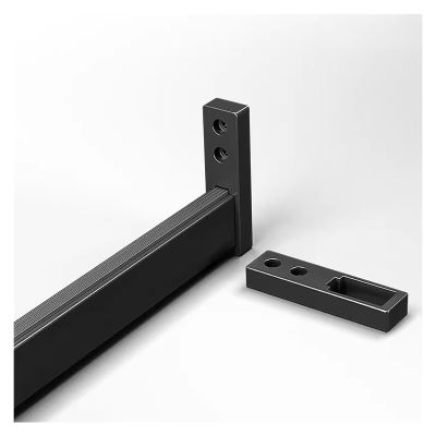 JYHHCYS Wall Mount Clothes Rack Heavy Duty Closet Pole for Hanging Clothes, Long Detachable Cuttable Clothes Hanger Rod with Support Brackets, Easy to Install (Color : Black, Size : 35in/89cm)