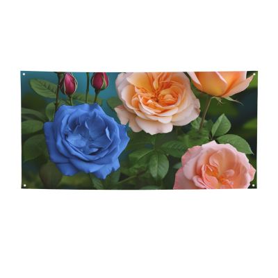 garden roses print Party Banner Christmas Banner Birthday Bunting with Brass Grommets Party Decorations Backdrop for Christmas Wedding Winter New Year Home Decorations Party Supplies Medium