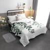 T&H XHome Quilt King Size Luxury Quilted Comforter Bedspread-Thin Soft Cozy, Plants Gradient Green Leaves Farmhouse Style Reversible Stitched Lightweight Quilt Coverlet for All Season view 3