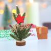 ABOOFAN Small Christmas Tree Figurine with Wood Base Merry Christmas Table Sign Artificial Xmas Tree Miniature Pine Needle Trees Berry Flower Table Ornament view 2
