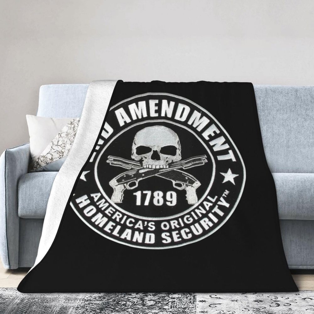 2nd Amendment Skull Lightweight Super Soft and All Season Warm,Thermal Blanket, Blanket for Sofas