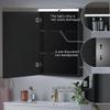 Liviza 24'' x 30'' Surface Lighted Medicine Cabinet with Mirror, Matte Black Bathroom Medicine Cabinet with 2 Adjustable Glass Shelves, Aluminum Frame, Left Opening Door view 3