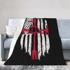 Reflective American Flag Firefighter Thin Red Line Fire Department Lightweight Super Soft and All Season Warm,Thermal Blanket, Blanket for Sofas view 1