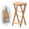 Pealihuy Backless Counter Height Collapsible Stool, Seat Height 24in Folding Bar Stool, Bamboo Foldable Bar Chair, Adult High Chair with Footrest view 1