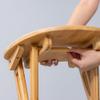Pealihuy Backless Counter Height Collapsible Stool, Seat Height 24in Folding Bar Stool, Bamboo Foldable Bar Chair, Adult High Chair with Footrest view 3