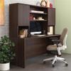 Pemberly Row Engineered Wood 72"x24" Desk with Hutch Bundle in Noble Elm/Brown view 2