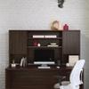 Pemberly Row Engineered Wood 72"x24" Desk with Hutch Bundle in Noble Elm/Brown view 4