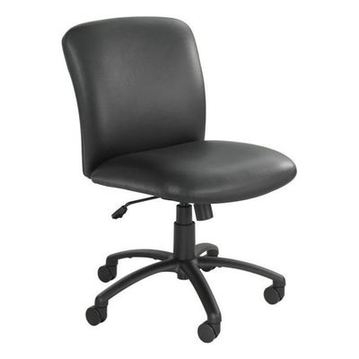 Pemberly Row Big and Tall Mid Back Armless Task Office Chair in Black Vinyl