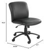Pemberly Row Big and Tall Mid Back Armless Task Office Chair in Black Vinyl view 2