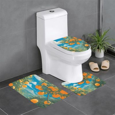 ViLlex Anti Slip Bathroom Rugs Set 3 Piece, Luxurious Super Soft Flannel Rugs Super Absorbent Non Slip Mat Many Big Oranges