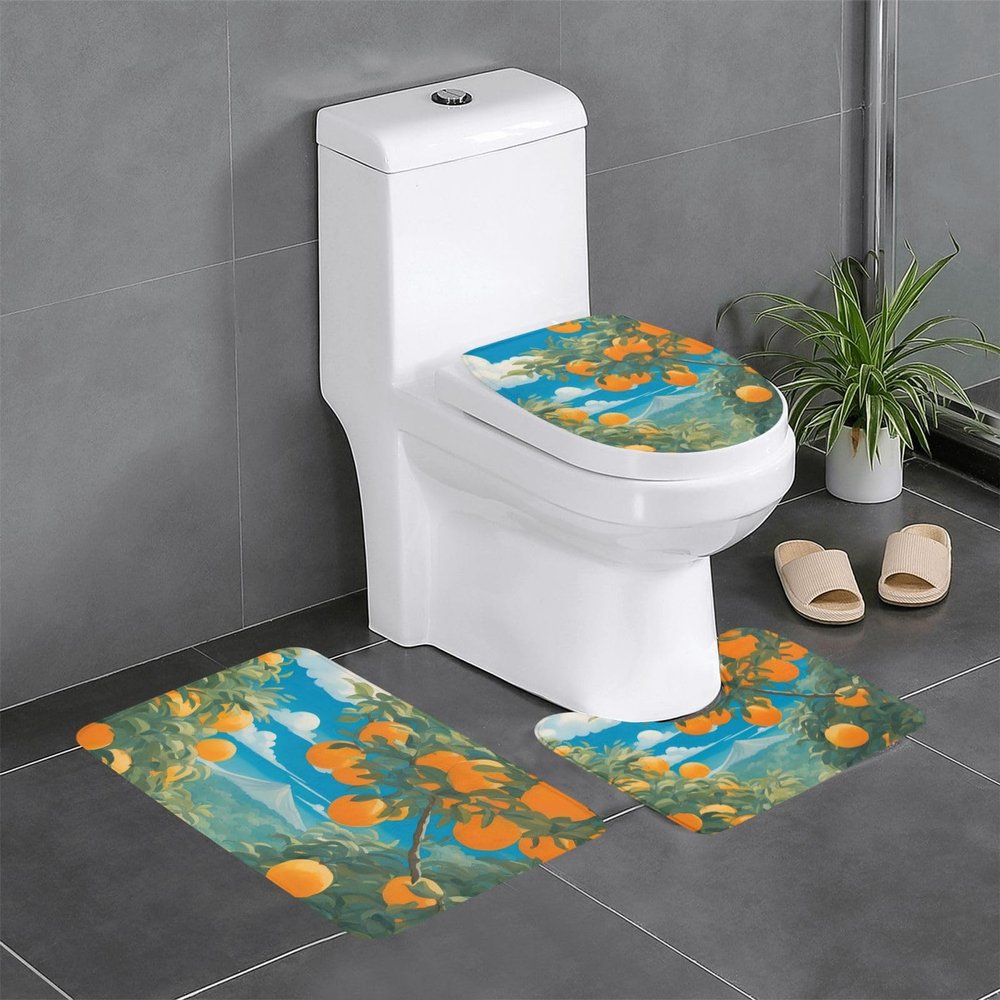 ViLlex Anti Slip Bathroom Rugs Set 3 Piece, Luxurious Super Soft Flannel Rugs Super Absorbent Non Slip Mat Many Big Oranges