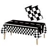 2 Pack Race Car Tablecloth 54 x 108 Inches Black and White Checkered Plastic Party Table Cover Rectangular Race Car Checkerboard Disposable Tablecloths Racing Two Fast Party Decorations Supplies view 1