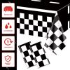 2 Pack Race Car Tablecloth 54 x 108 Inches Black and White Checkered Plastic Party Table Cover Rectangular Race Car Checkerboard Disposable Tablecloths Racing Two Fast Party Decorations Supplies view 3