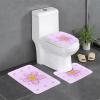 ViLlex Anti Slip Bathroom Rugs Set 3 Piece, Luxurious Super Soft Flannel Rugs Super Absorbent Non Slip Mat Five-Petaled Purple Flowers view 1