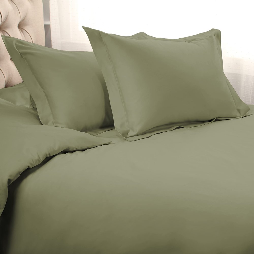 1 Piece Cotton All Season Duvet Cover King (90 x 106) Zipper Clouser Sage Green Comforter Cover King