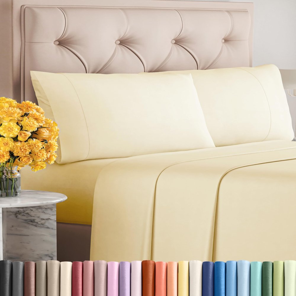 Sleepy Town Cal King Size Bed Sheets - 4 Piece - California King Sheet Set - Extra Soft, Comfy & Cooling - Easy Care - Shrinkage, Wrinkle & Fade Free - Brushed Microfiber - Deep Pocket (Off White)