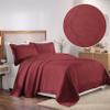 BNM Cotton 3 PC Bedspread Set, Home Bed Decor, Warm Bedding, 1 Oversized Bedspread, 2 Pillow Shams, Medium Weight Blanket, Scrolling Medallion, Matelasse Coverlet, Bedding Essentials, Full, Garnet Red view 2