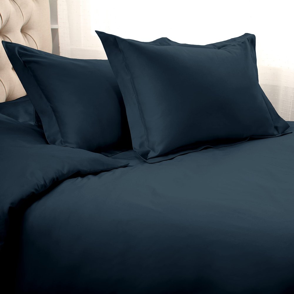 1 Piece Cotton All Season Duvet Cover Grand King 106x106 Zipper Clouser Navy Blue Comforter Cover Grand King