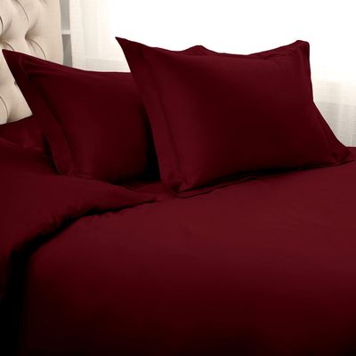 5 Piece Cotton All Season Duvet Cover Eastern King 116'' x 108'' Zipper Clouser Burgundy Comforter Cover Eastern King
