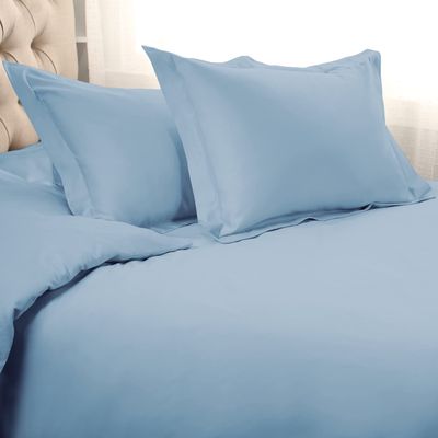 5 Piece Cotton All Season Duvet Cover Eastern King 116'' x 108'' Zipper Clouser Light Blue Comforter Cover Eastern King