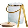Le'raze Glass Ice Bucket with Airtight Lid, Tong Scooper and Handle - 3L Ribbed Beverage Tub Cocktail Home Bar Accessories, Wine, Beer Chiller for Parties, Champagne Drink Cooler Hinged Handles view 1