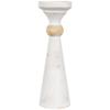 Northlight Wooden Pedestal Pillar Candle Holder - 12" - Brushed Antique White view 1