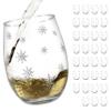 BANBERRY DESIGNS Stemless Wine Glasses - Snowflake Wine Glass - Set of 32 - Winter Holiday Glasses with Silver Snowflake Design - 20 oz Capacity view 1