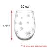 BANBERRY DESIGNS Stemless Wine Glasses - Snowflake Wine Glass - Set of 32 - Winter Holiday Glasses with Silver Snowflake Design - 20 oz Capacity view 3