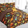 6 Piece Twin Size Toodler Kids Comforter Bed in a Bag Complete Bedding Set Girls Boys Sheets Set Pillow Sham and Decorative Pillowsham (Dinosaur Brown) view 1