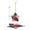 Christmas Tree Maroon and Navy Flowers Ceramic Hanging Star Shape Ornaments with Gold Ribbon Personalized Christmas Ornaments for Xmas Tree Holiday Home Wall Window view 2